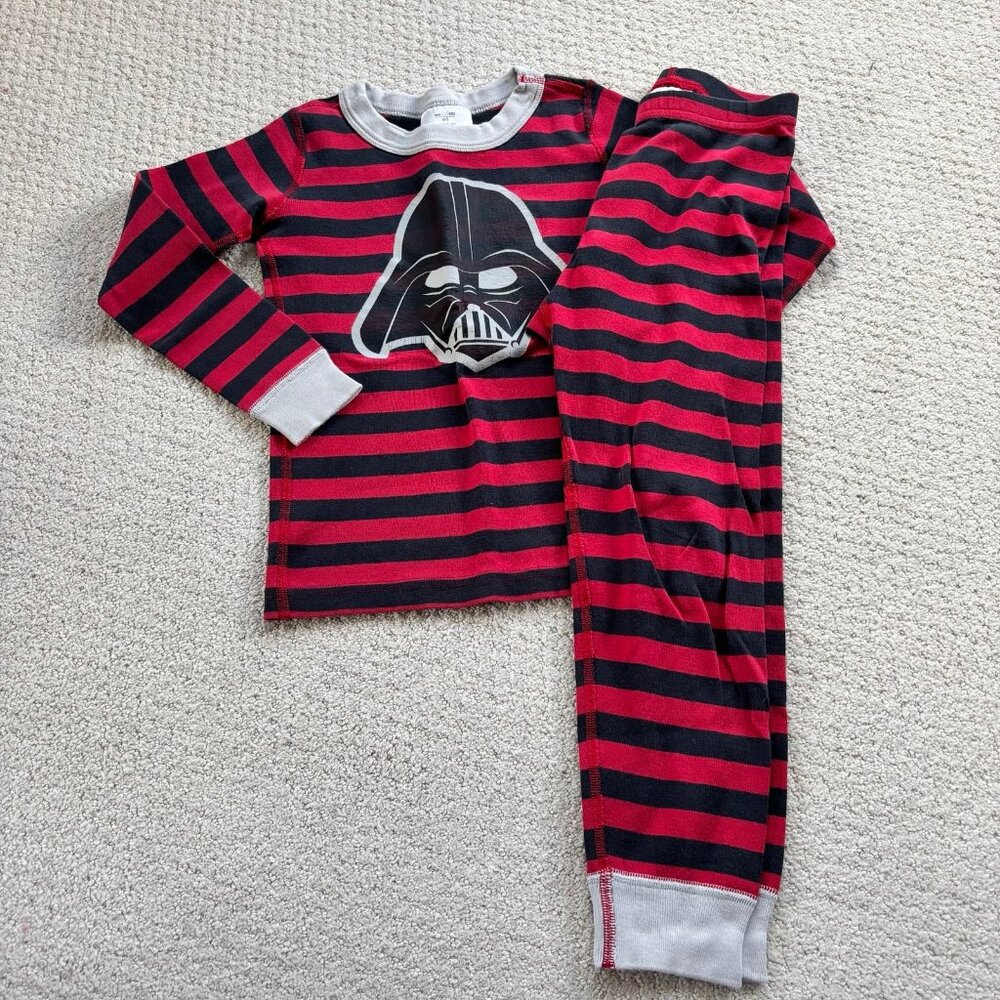 Hanna Andersson Star Wars darth Vader red black long John pajamas
